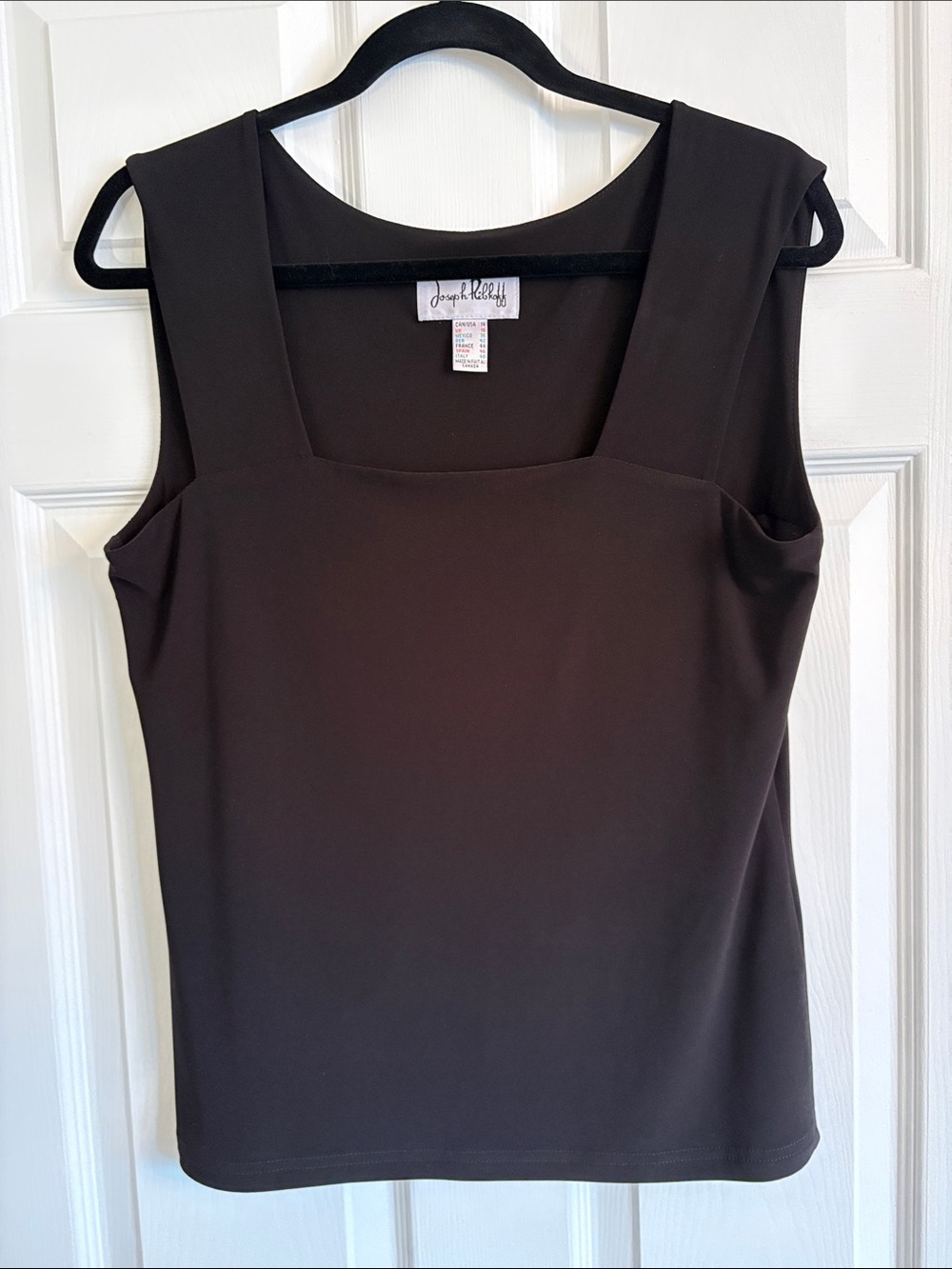 JOSEPH RIBKOFF Black Square-Neck Tank